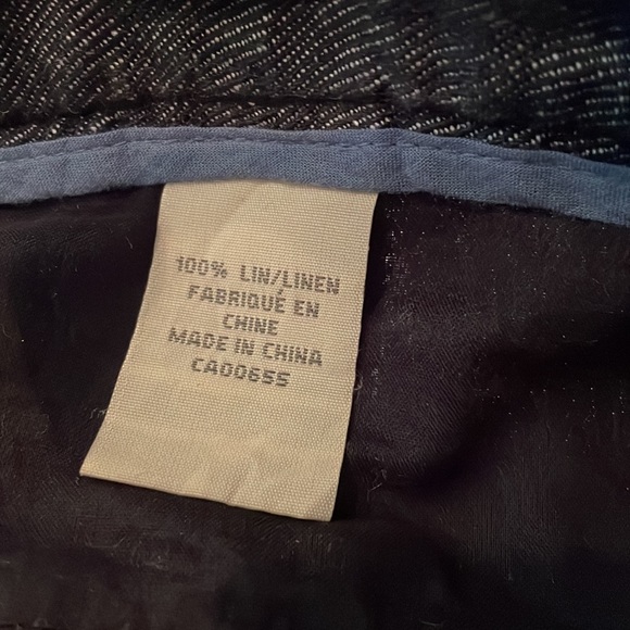 Linen pants with denim look slight flare. Side Zipper/hook closure. No stretch - Picture 3 of 12